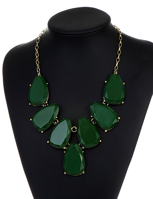 Fashion Green Waterdrop Shape Design Necklace