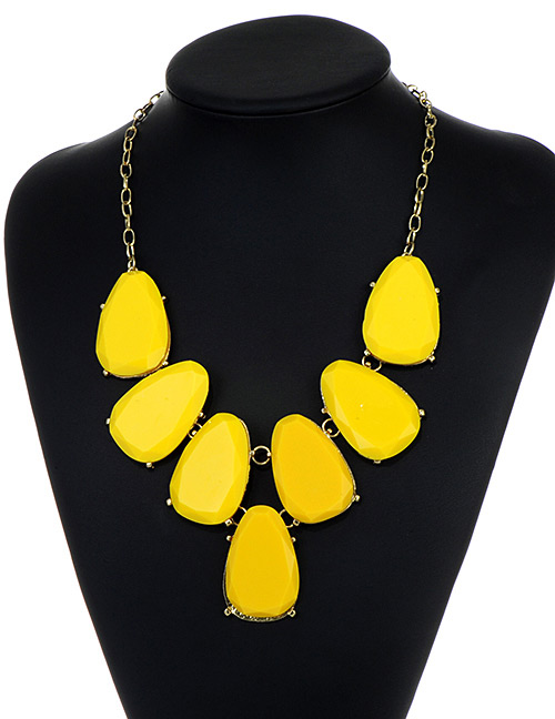 Fashion Yellow Waterdrop Shape Design Necklace