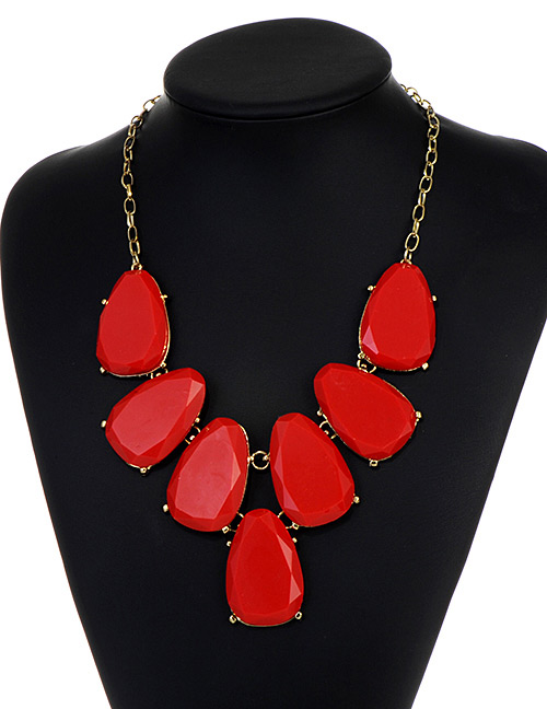 Fashion Red Waterdrop Shape Design Necklace