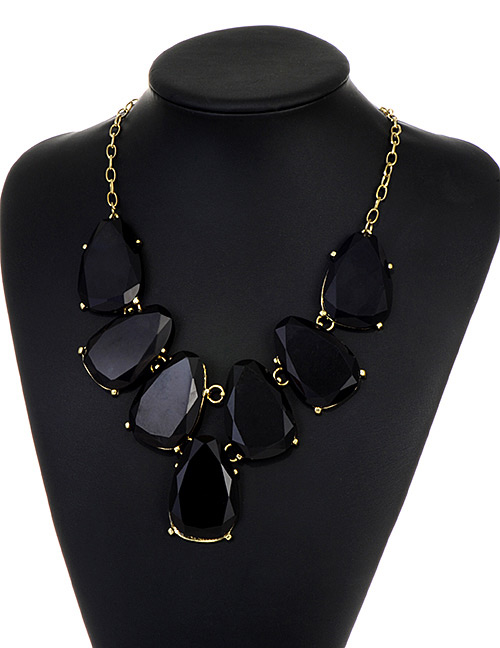 Fashion Black Waterdrop Shape Design Necklace