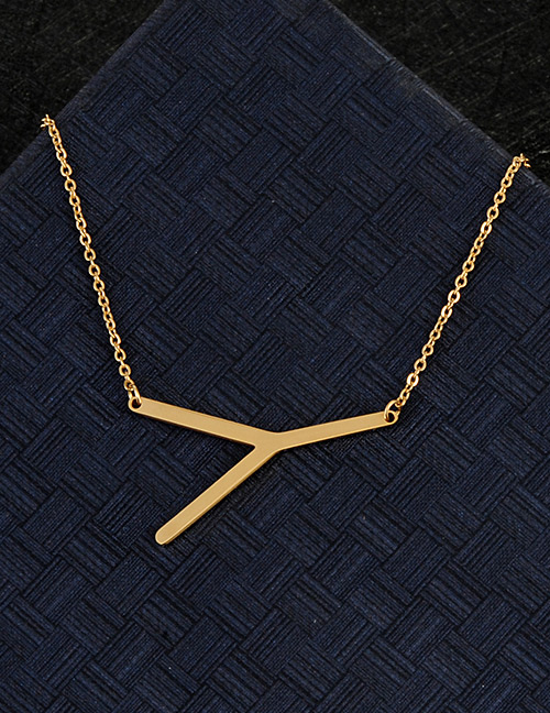 Fashion Gold Color Y Letter Shape Decorated Necklace