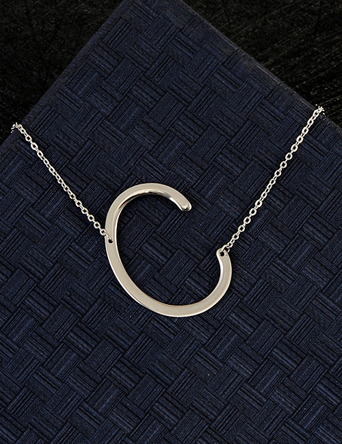 Fashion Silver Color C Letter Shape Decorated Necklace