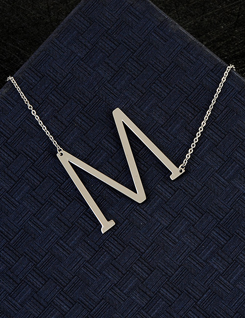 Fashion Silver Color M Letter Shape Decorated Necklace