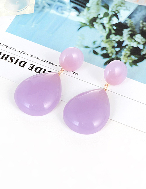 Fashion Purple Waterdrop Shape Decorated Earrings
