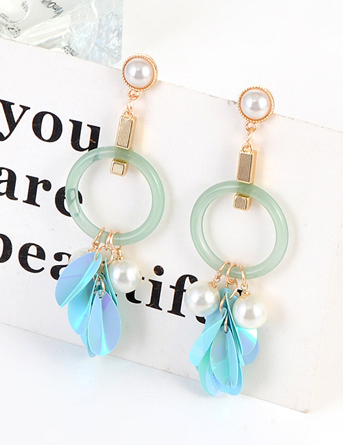 Fashion Blue Paillette Decorated Earrings