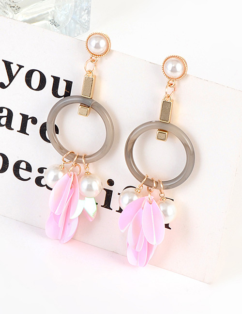 Fashion Gray Paillette Decorated Earrings
