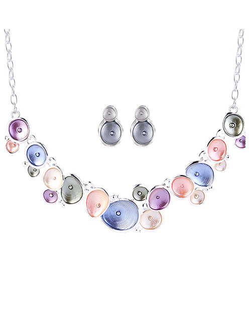 Fashion Multi-color Round Shape Decorated Multi-color Jewelry Sets