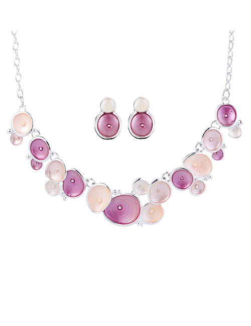Fashion Pink Round Shape Decorated Multi-color Jewelry Sets