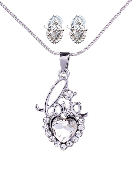 Fashion Silver Color Letter Shape Decorated Heart Jewelry Sets