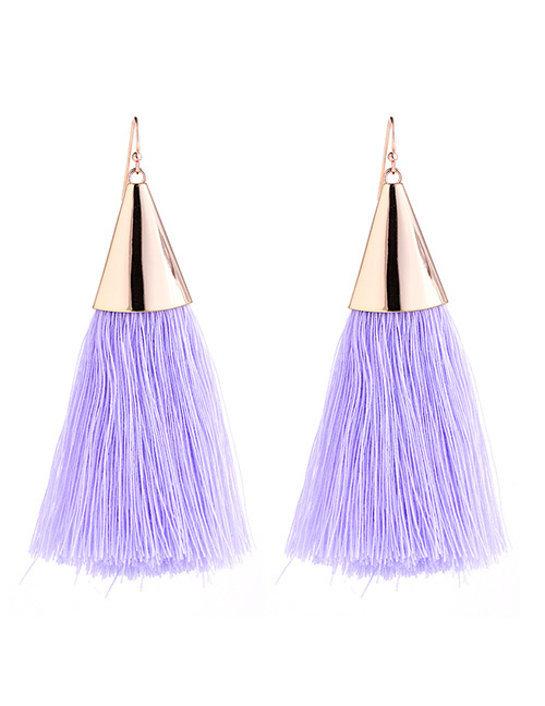 Fashion Purple Tassel Decorated Earrings