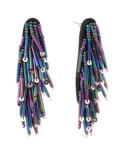 Fashion Multi-color Tassel Shape Design Earrings