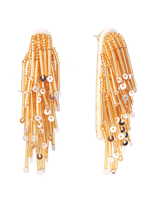 Fashion Yellow Tassel Shape Design Earrings