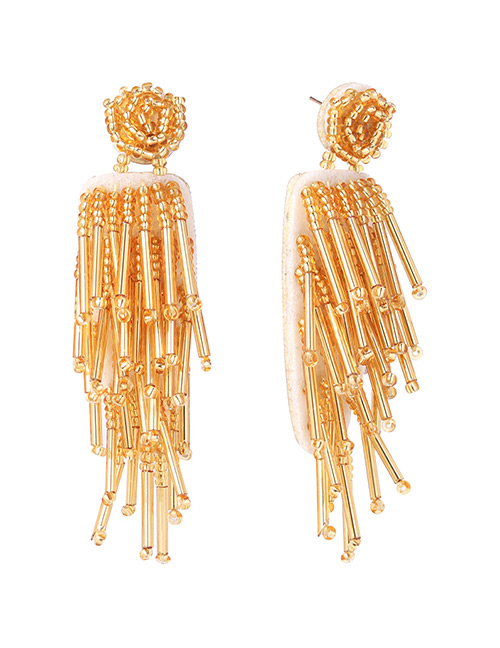 Fashion Yellow Pure Color Decortaed Tassel Earrings