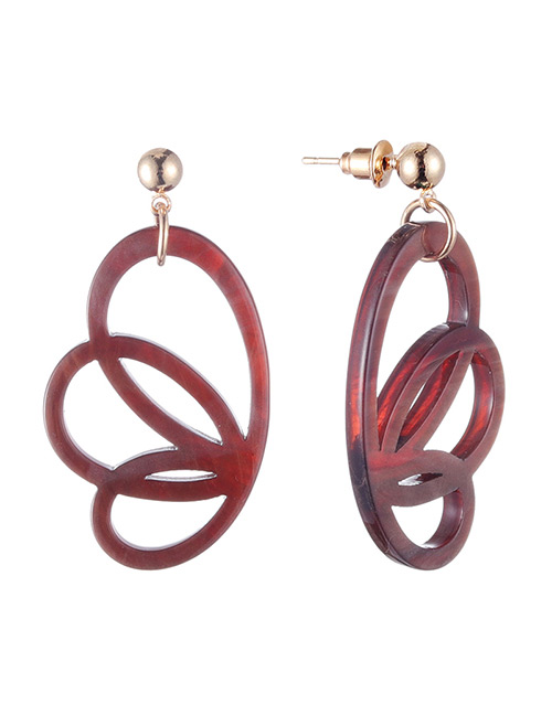 Fashion Claret-red Wing Shape Decorated Earrings