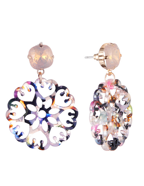 Fashion multicolor Hollow Out Design Flower Earrings