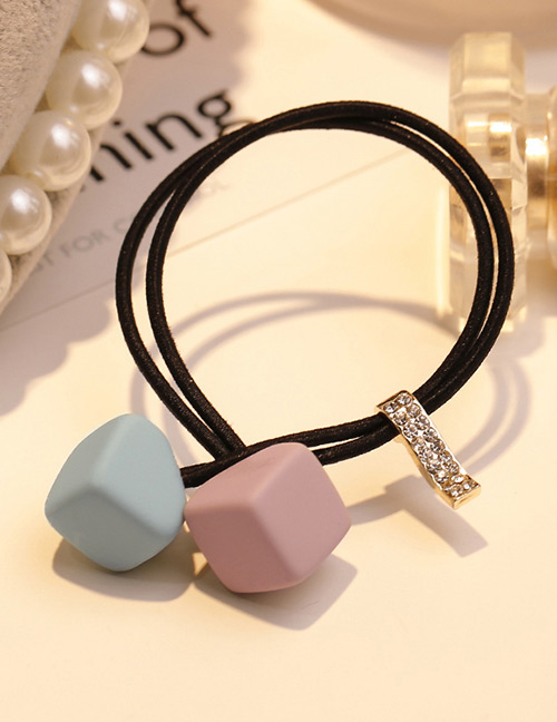 Fashion Blue+pink Square Shape Decorated Hair Band