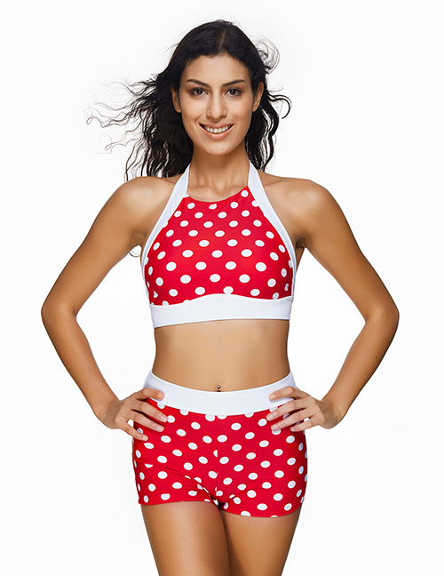 Fashion Red Spot Pattern Decorated Bikini