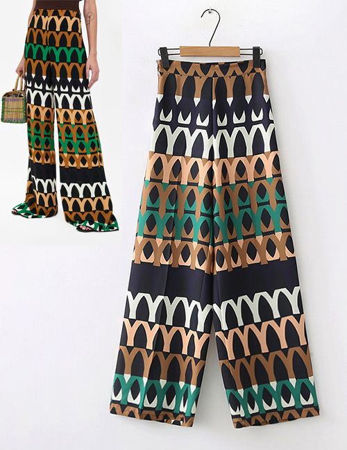 Fashion Multi-color Geometry Pattern Decorated Trousers