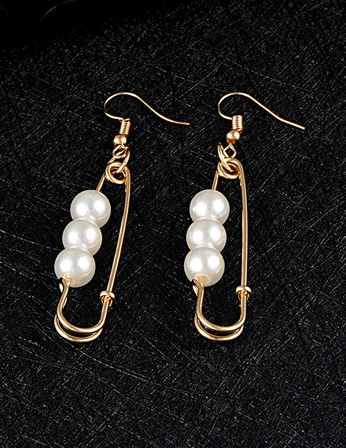 Fashion Gold Color Pin Shape Decorated Earrings