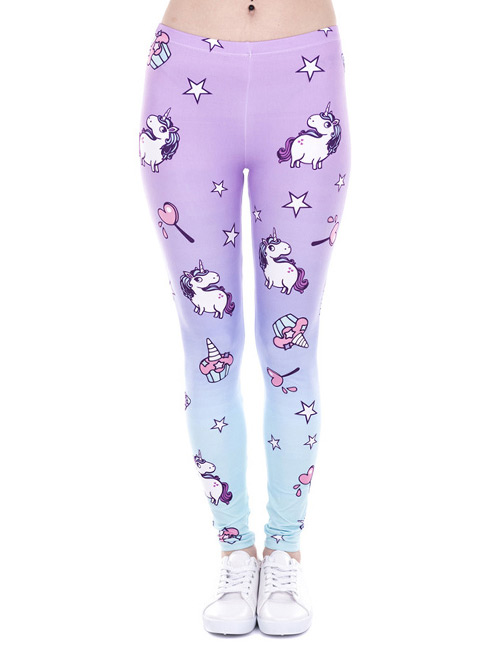 Fashion Purple Unicorn Pattern Decorated Trousers