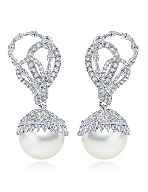 Fashion White Pure Color Decorated Earrings