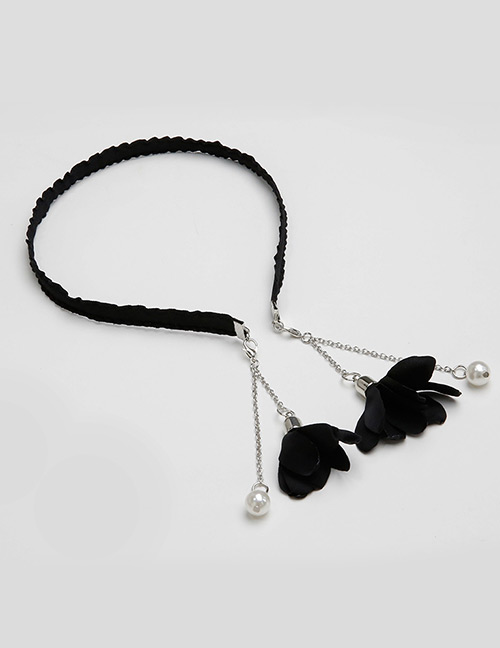Fashion Black Flower&pearl Decorated Headband
