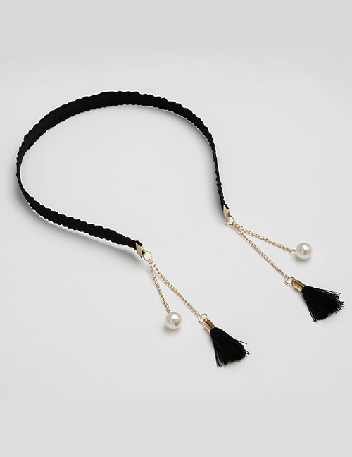 Fashion Black Tassel Decorated Headband