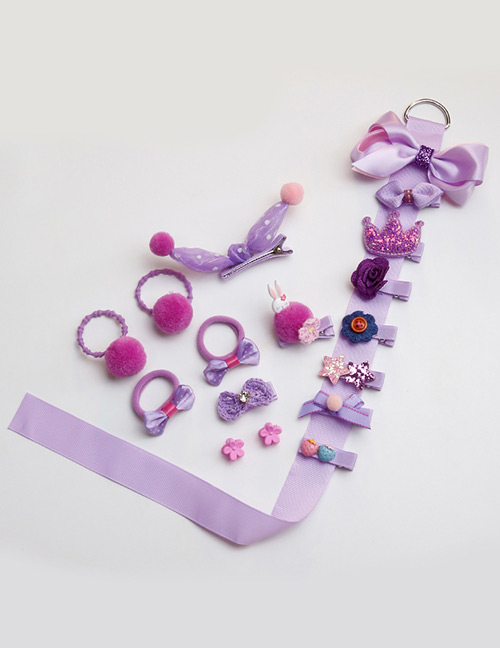 Fashion Purple Flower&bowknot Shape Decorated Baby Hair Clip (18 Pcs )