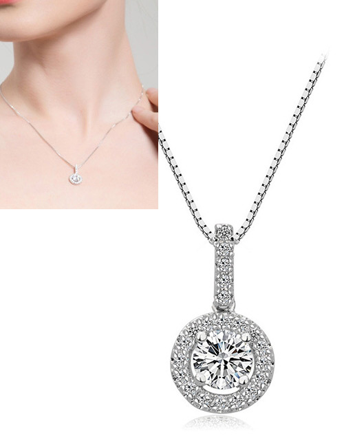 Fashion White Full Diamond Decorated Pure Color Necklace