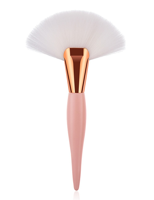 Trendy Pink+white Sector Shape Design Cosmetic Brush(1pc)