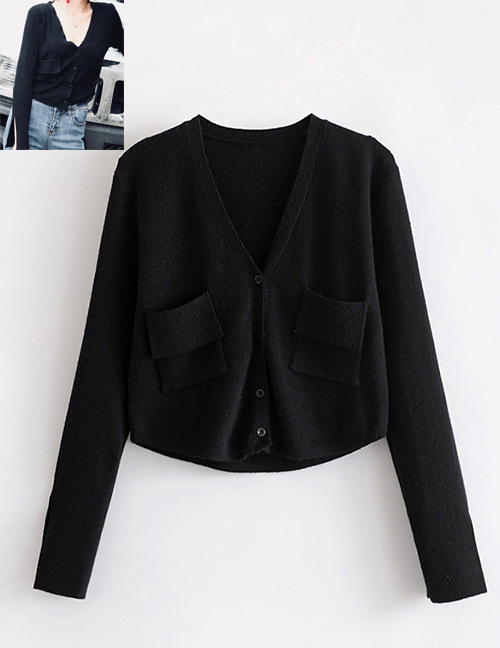Vintage Black Pure Color Design Long Sleeves Coat