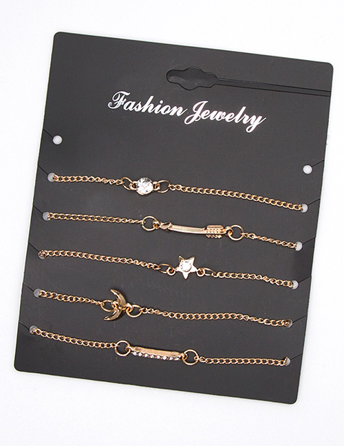 Fashion Gold Color Stars&diamond Decorated Bracelet(5pcs)