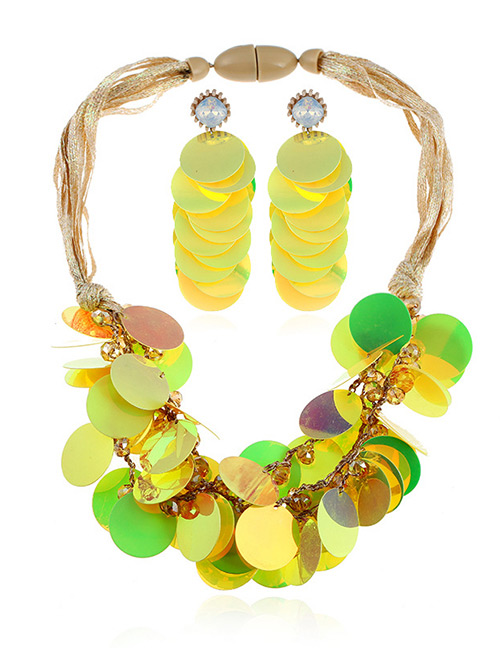 Fashion Yellow Pure Color Decorated Jewelry Set