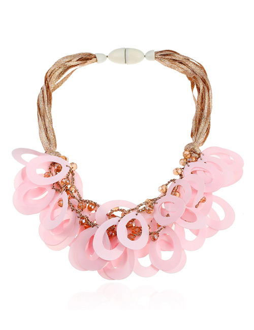 Fashion Pink Pure Color Decorated Necklace