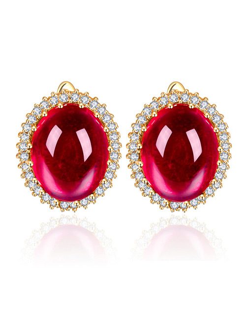 Fashion Red Round Shape Decorated Earrings