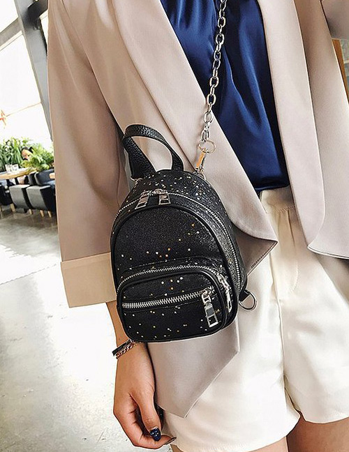 Fashion Black Zipper Decorated Backpack
