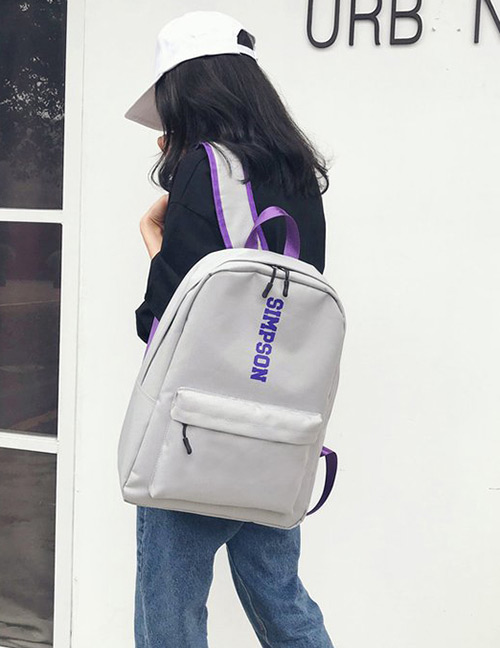 Fashion Gray Letter Shape Decorated Backpack