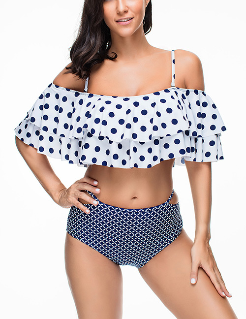 Sexy Black+white Dots Pattern Decorated Larger Size Swimsuit