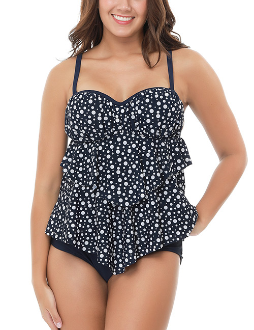 Sexy Black Dots Pattern Decorated Larger Size Swimsuit