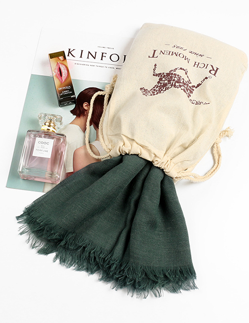 Fashion Olive Tassel Decorated Pure Color Scarf(with Bag)