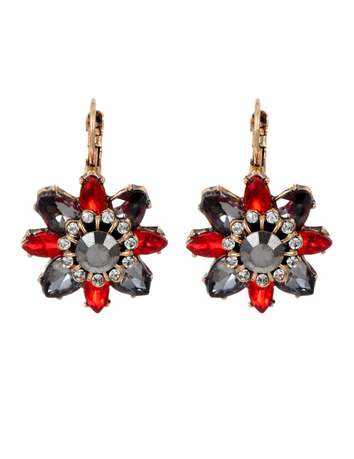 Fashion Red Flowers Shape Design Simple Earrings