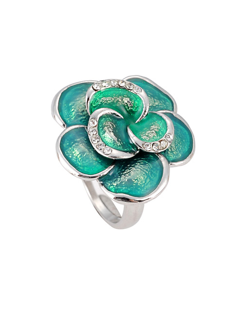 Fashion Green Flower Shape Design Ring