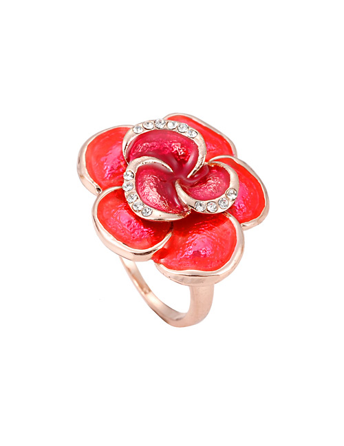 Fashion Red Flower Shape Design Ring