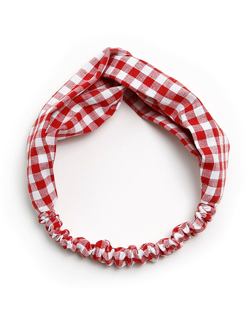 Lovely Red Grid Pattern Decorated Children's Hair Band