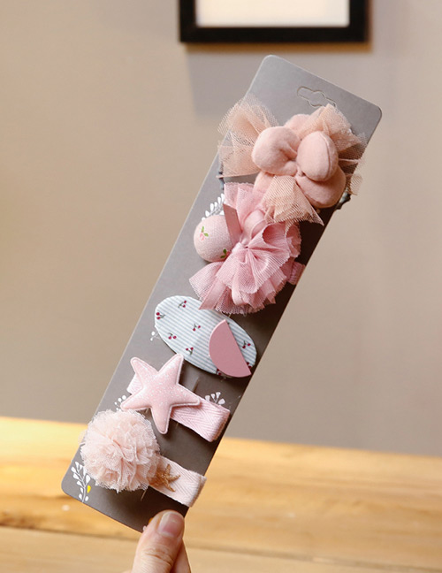 Lovely Pink+blue Stars&flower Decorated Hair Band(5pcs)