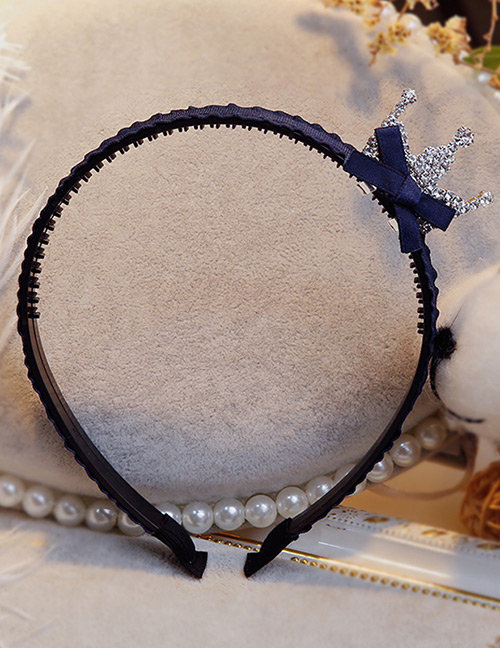 Lovely Navy Crown&bowknot Decorated Hair Hoop