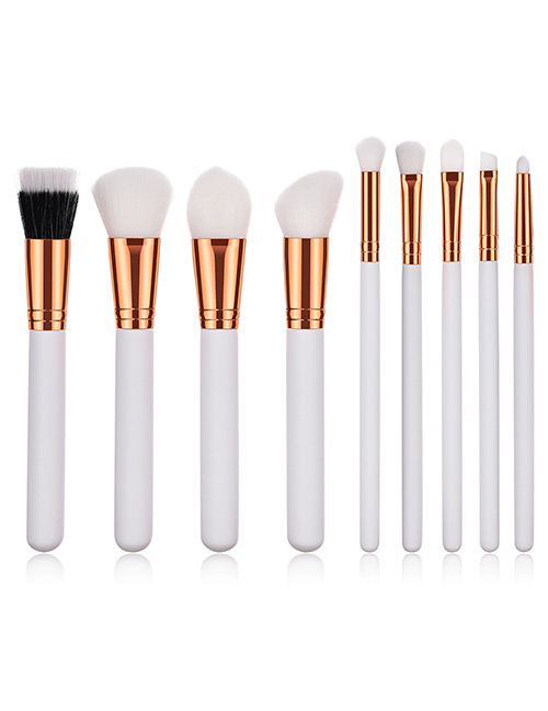Fashion White Round Shape Decorated Makeup Brush(9 Pcs)
