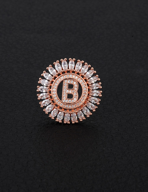 Fashion Rose Gold Letter B Decorated Round Shape Pendant(without Chain)