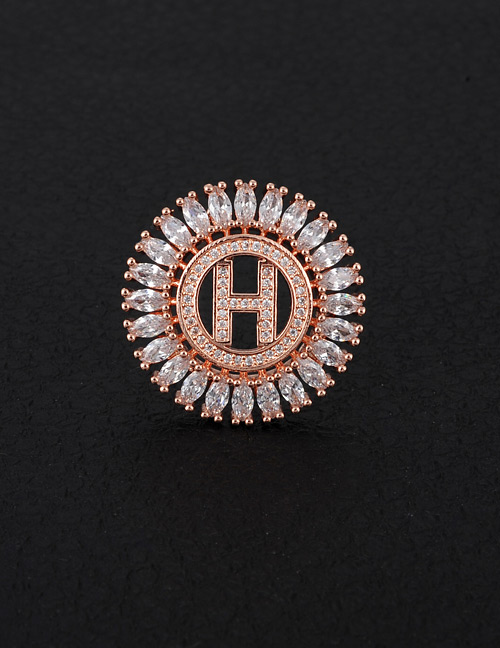 Fashion Rose Gold Letter H Decorated Round Shape Pendant(without Chain)