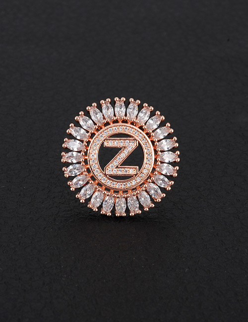 Fashion Rose Gold Letter Z Decorated Round Shape Pendant(without Chain)